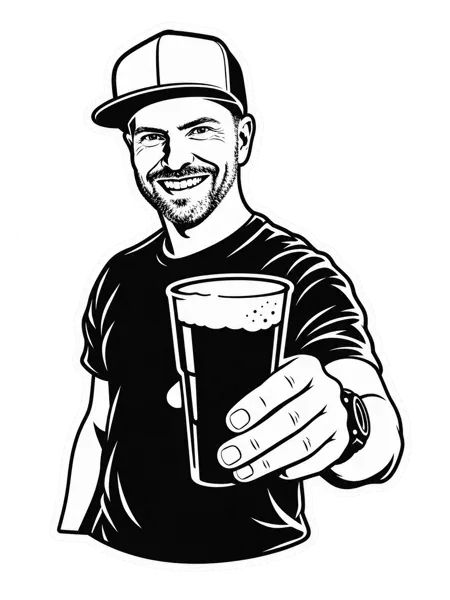Erik Stoye als Zeichnung mit frisch gezapftem Bier
