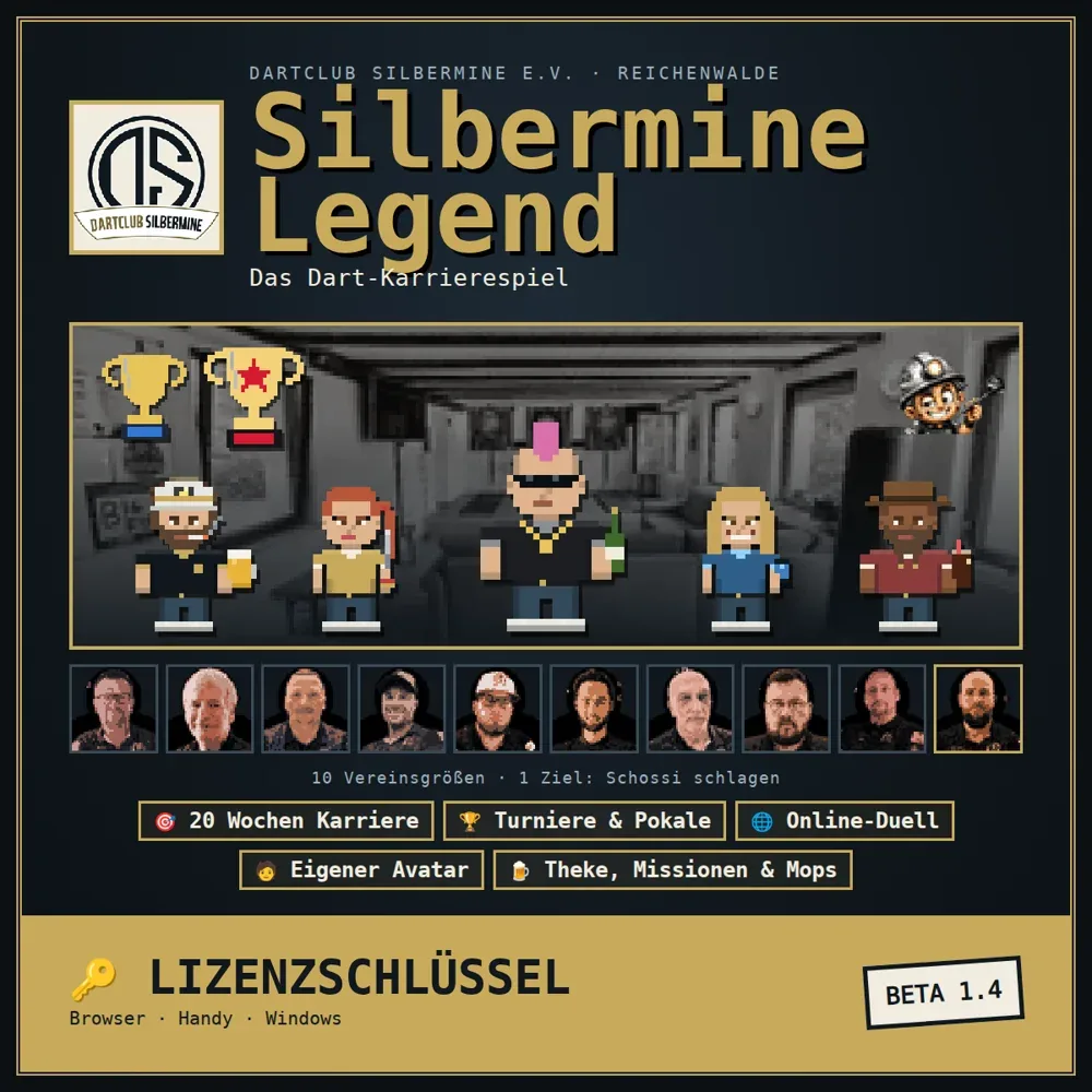 Silbermine Legend – das Dart-Karrierespiel